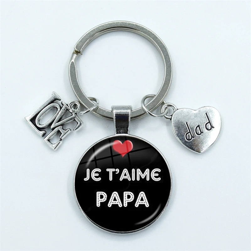 

New Fashion je t'aime Papa Keychain Fathers Gifts j'ai un Super Papa Key Chain Ring Holder For Dad Men Jewelry Gift