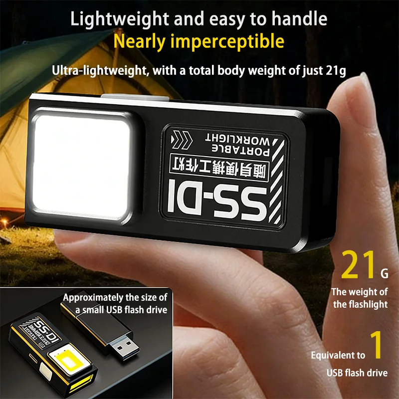 LED Keychain Flashlight with Type-C Charging Mini Keychain Flashlight with Magnetic Attachment Pocket Light