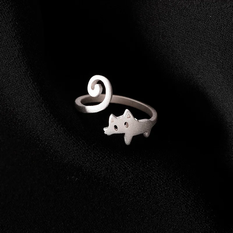 New Arrival Sweet Cute Cat 925 Sterling Silver Fashion Kitten Animal Exquiste Personality Opening Rings R331