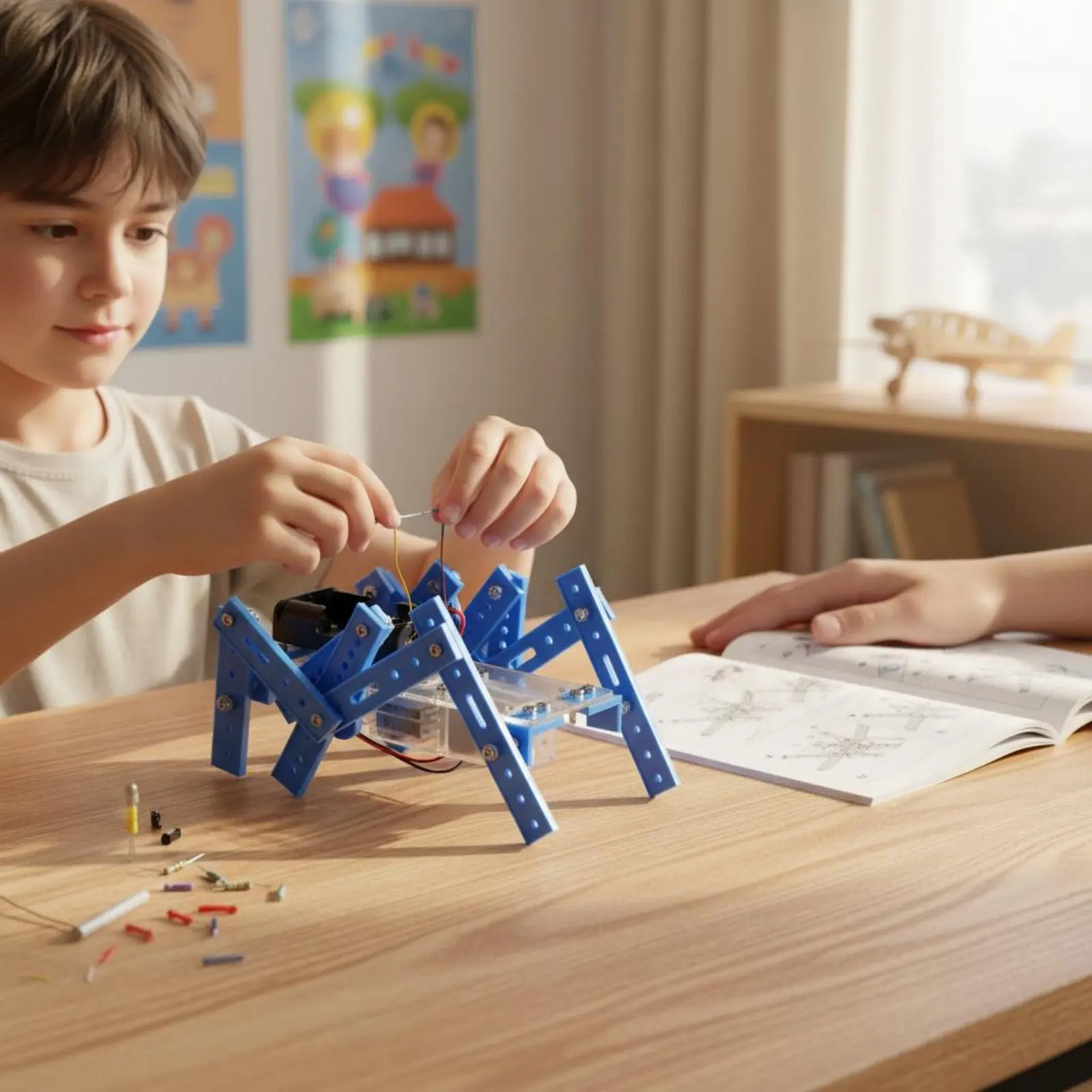 Six-Legged Robot Kit Hands-on Ability DIY Arachnid Robot Wireless Controller Control Hexapod Kit for Students