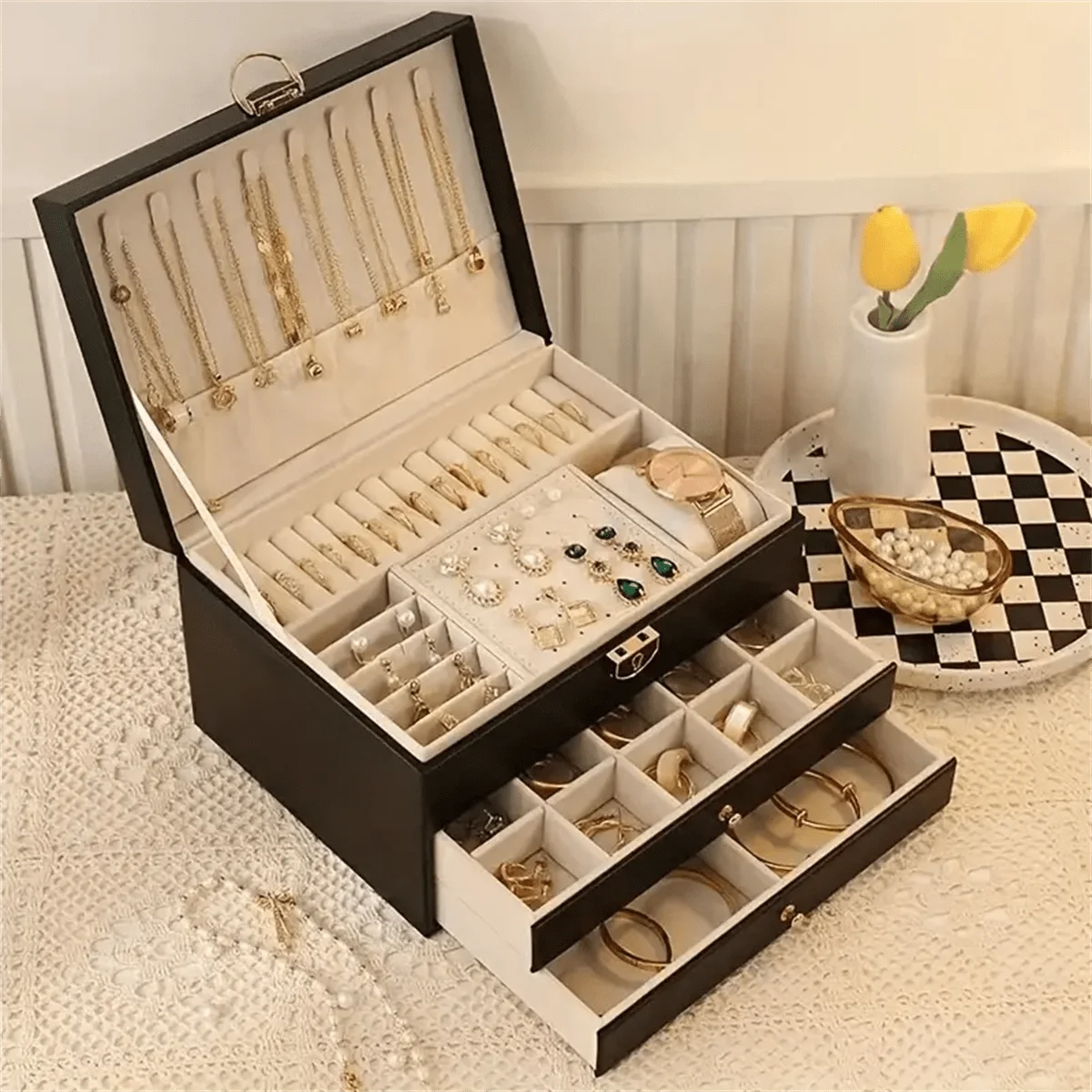 Jewelry Box Organizer Watches - Caja de Joyería de Cuero PU