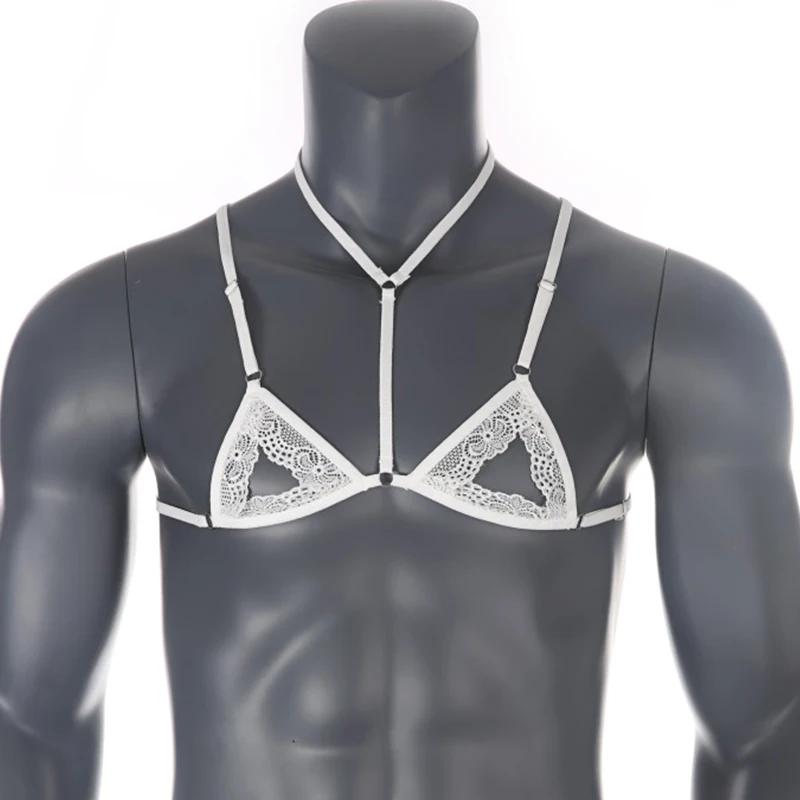 

Sexy Lace Male Bralette Bras Transparent Ultra-thin Sissy Lingerie Bra for Man See Through Embroidery