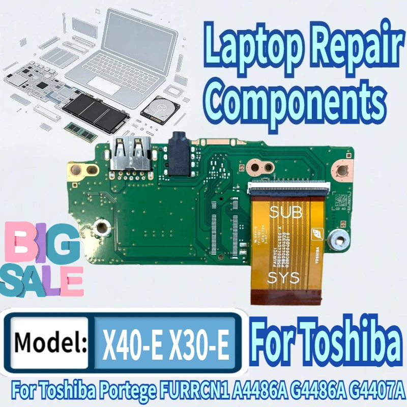 

95% New For Toshiba Portege X30-E X30-F X30-G Ultrabook Laptop USB Audio Headphone Jack Port Board Cable FURRCN1 A4486A