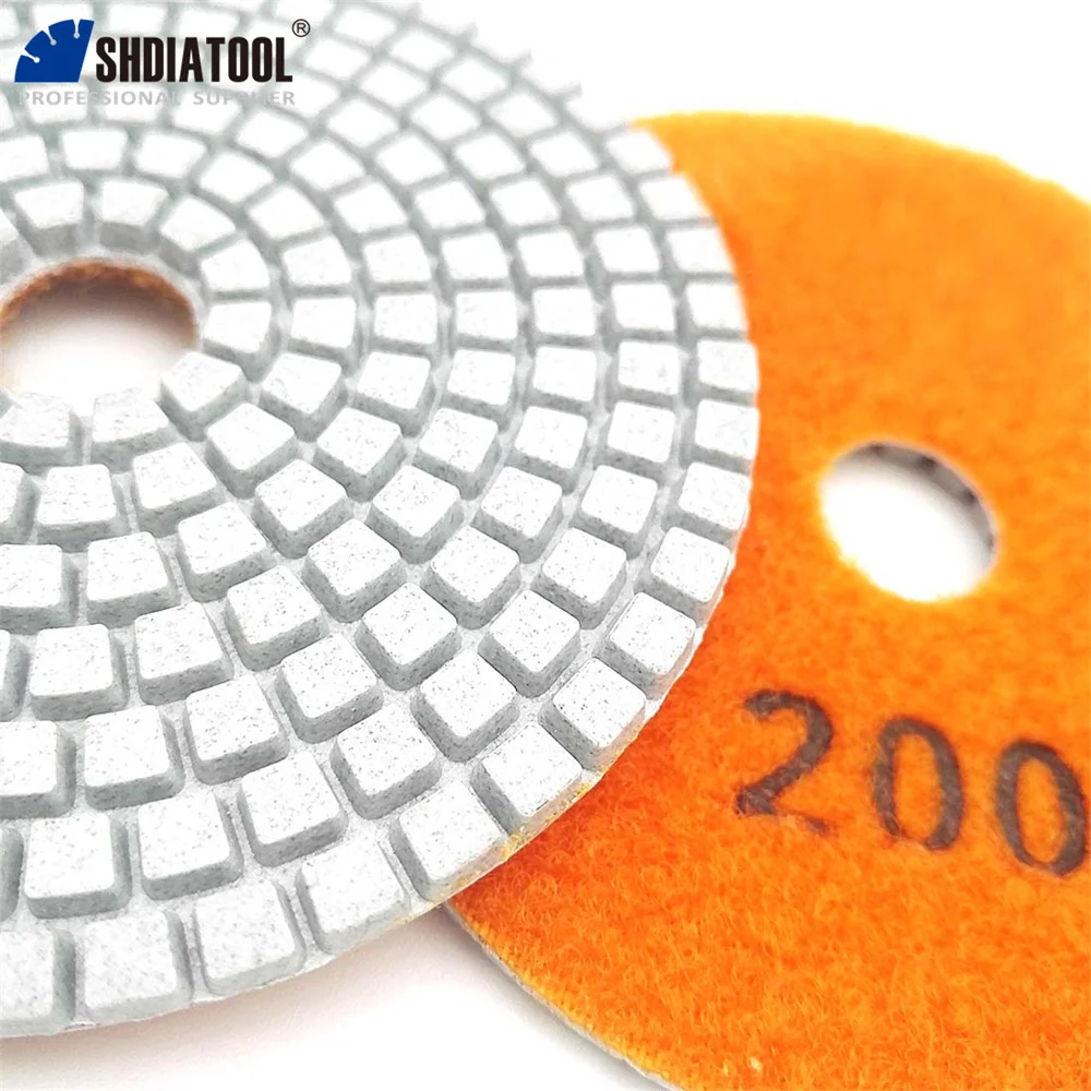 SHDIATOOL 10Pcs Dia100mm Grit 200 Professional White Diamond Wet Polishing Pads Resin Bond Sanding Discs Stone Polishing Disc