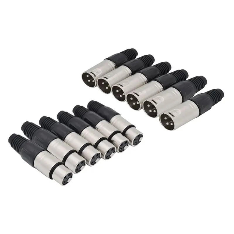 [B24B!】 Microphone Audio Socket 12Pcs 3 Pin XLR Audio Cable Connector 6 Male+ 6 Female XLR Solder Type Connector MIC Connectors