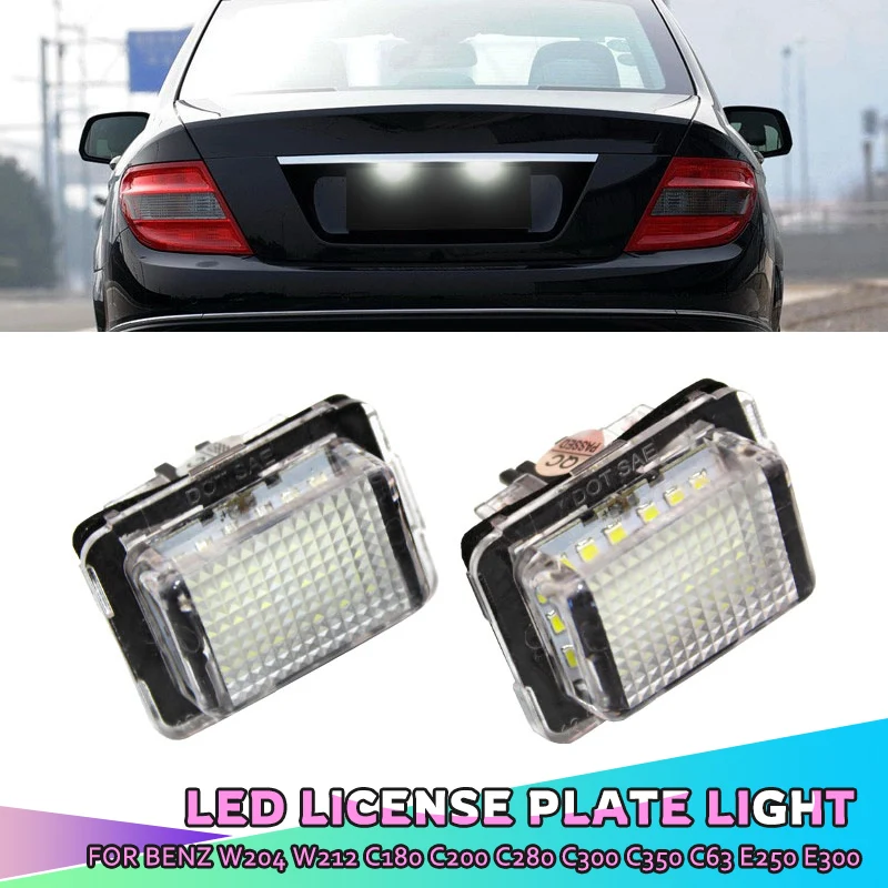 2 PCS 12 V Branco Sem Erros Canbus LED Número Luz Da Placa de Licença Para Mercedes-Benz W204 W212 C216 W221