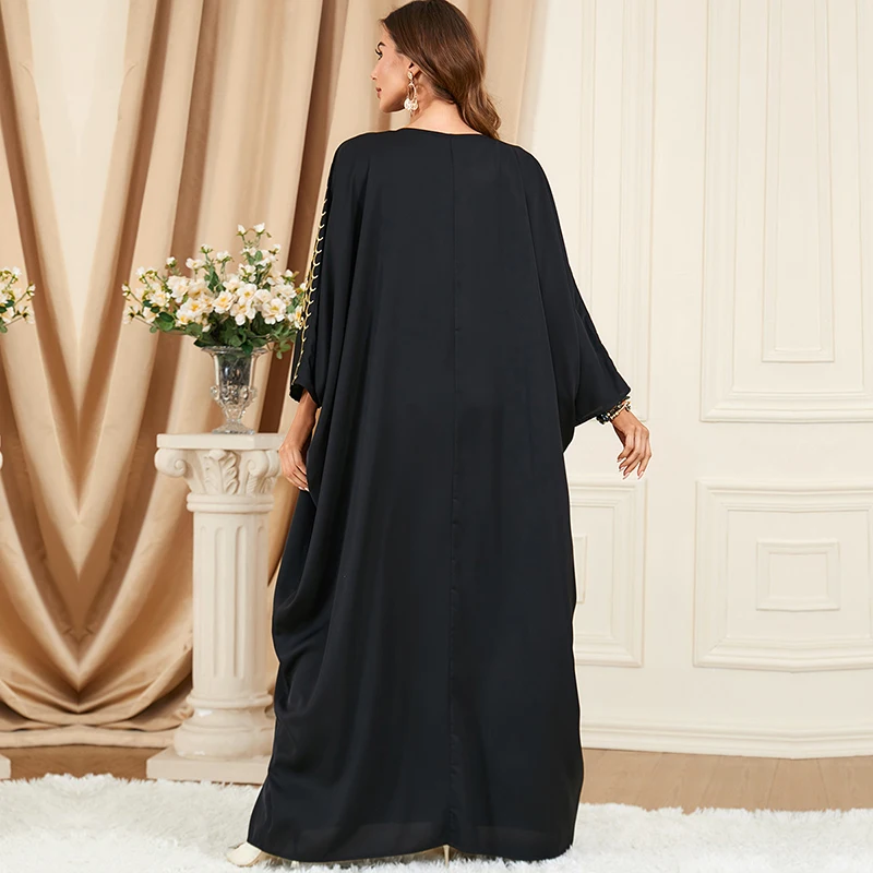 Manica a pipistrello Abaya Robe Kimono palestinese Abaya musulmano donna Dubai abito lungo ricamo caftano Ramadan