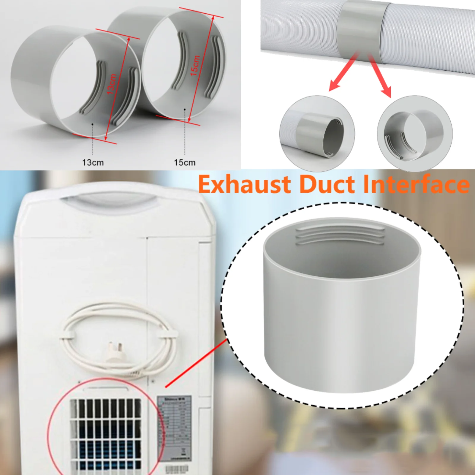 13cm/15cm Exhaust Pipe Hose Connector Interface for Mobile Air Conditioning Accessories Threaded Tube Joint Adapter Fittings