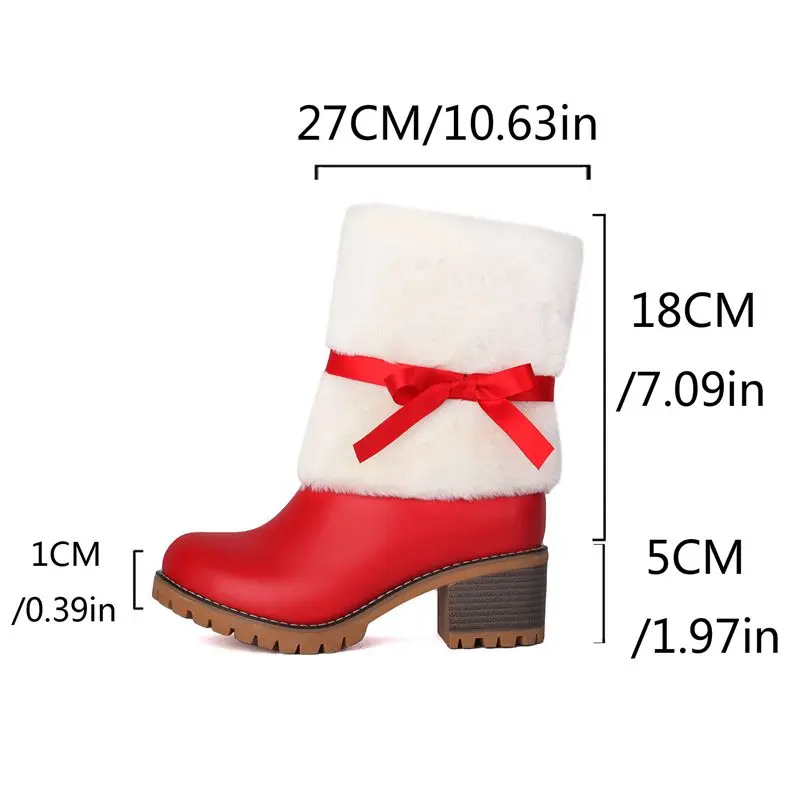 ORCHALISA 2024 New Sweet Girls Winter Boots Round Toe Block Heels 5cm Bowknot Lace Up Big Size 41 42 43 Mixed Color Casual Bota