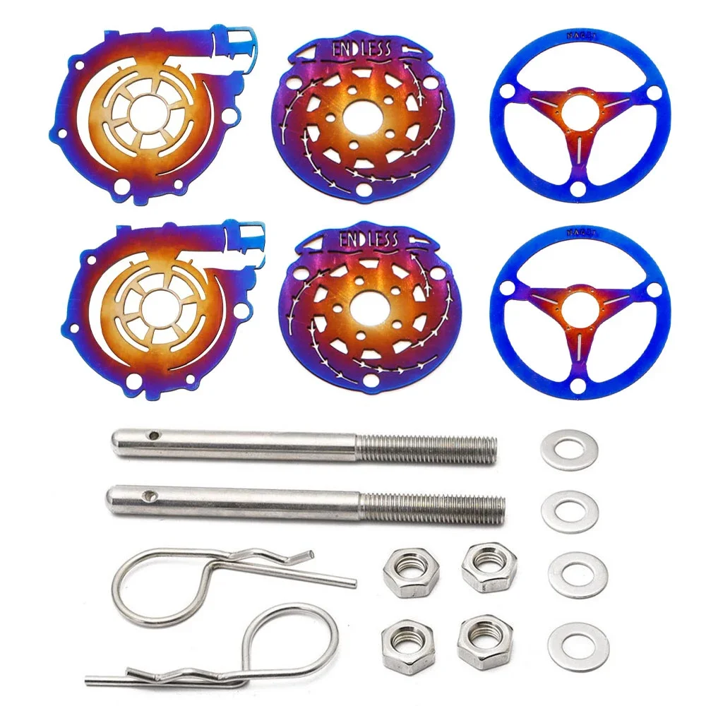 Universal Burnt‑Blue Racing Hood Latch Pin Kit Turbo‑Type Flush‑Mount Bonnet Lock Car Exterior Modification Accessories