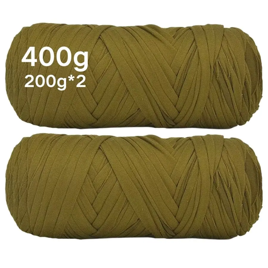 400g T-Shirt-Garn Dickes Stoffgarn zum Häkeln Stricken Tasche Korb DIY Handgemachter Teppich Baumwolle Polyester Stoffgarn – Detail 2