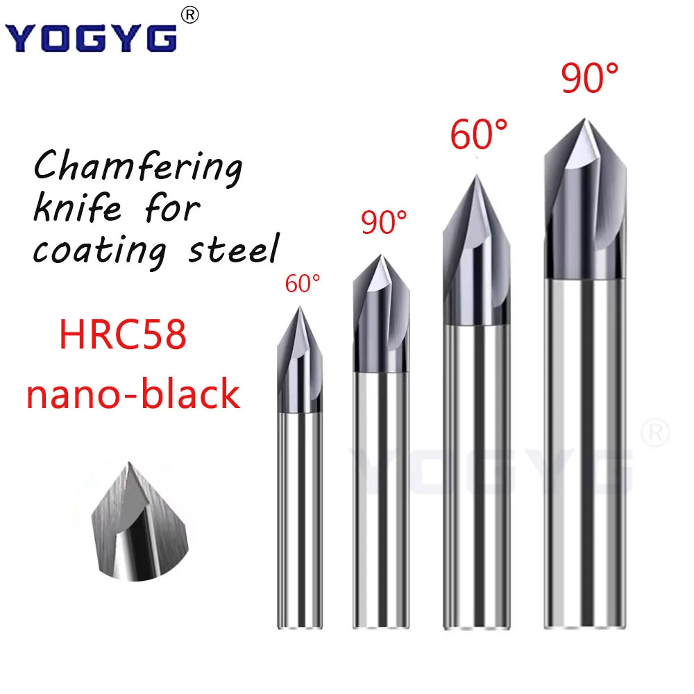 

HRC58 nano-black Carbide Chamfer Milling Cutter 3-20mm 3 Flutes 60 90 120 Degrees Deburr End Mill Engraving Chamfer knife Steel