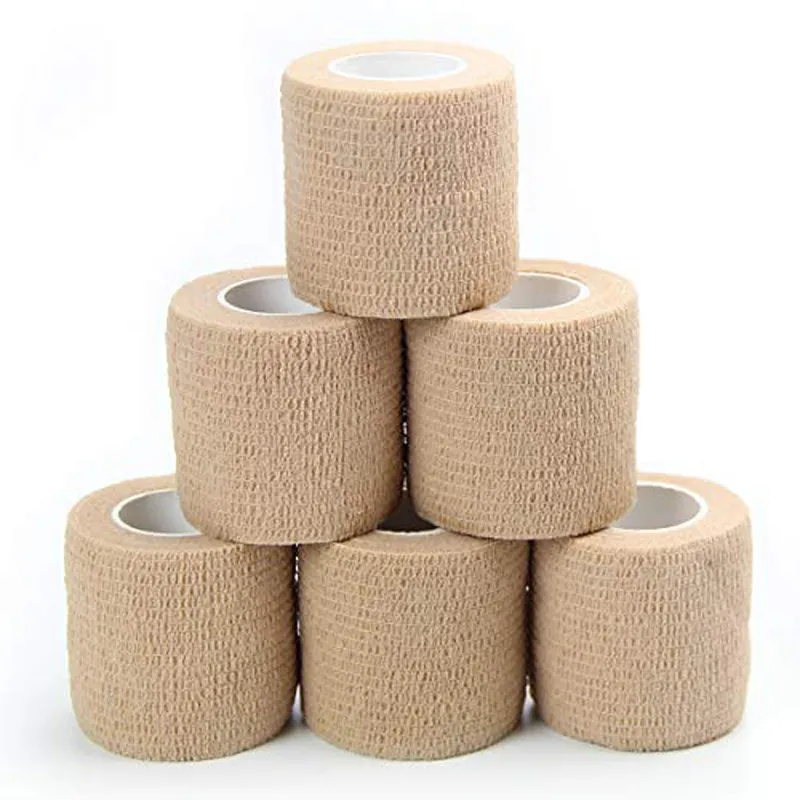 

Beige Sport Self Adhesive Elastic Bandage, Breathable Wrap Protector, Knee Non-Woven Tape, Support Pads, Finger, Ankle, 6 Pcs