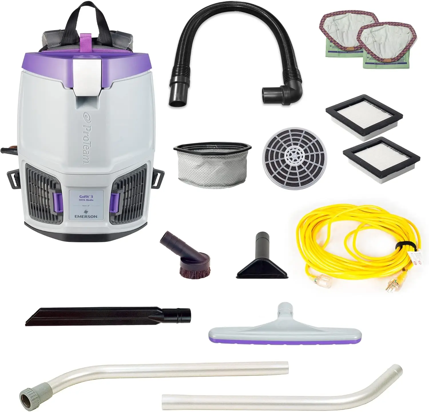 3 Commercial Backpack Vacuum with Xover Multi-Surface Two-Piece Wand Took Kit, 3 qt