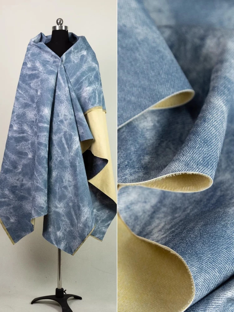 

Imitation Denim Artificial PU Leather Fabric for Outerwear Bag Clothing Designer Fabrics By The Meter Diy Sewing Cloth Material