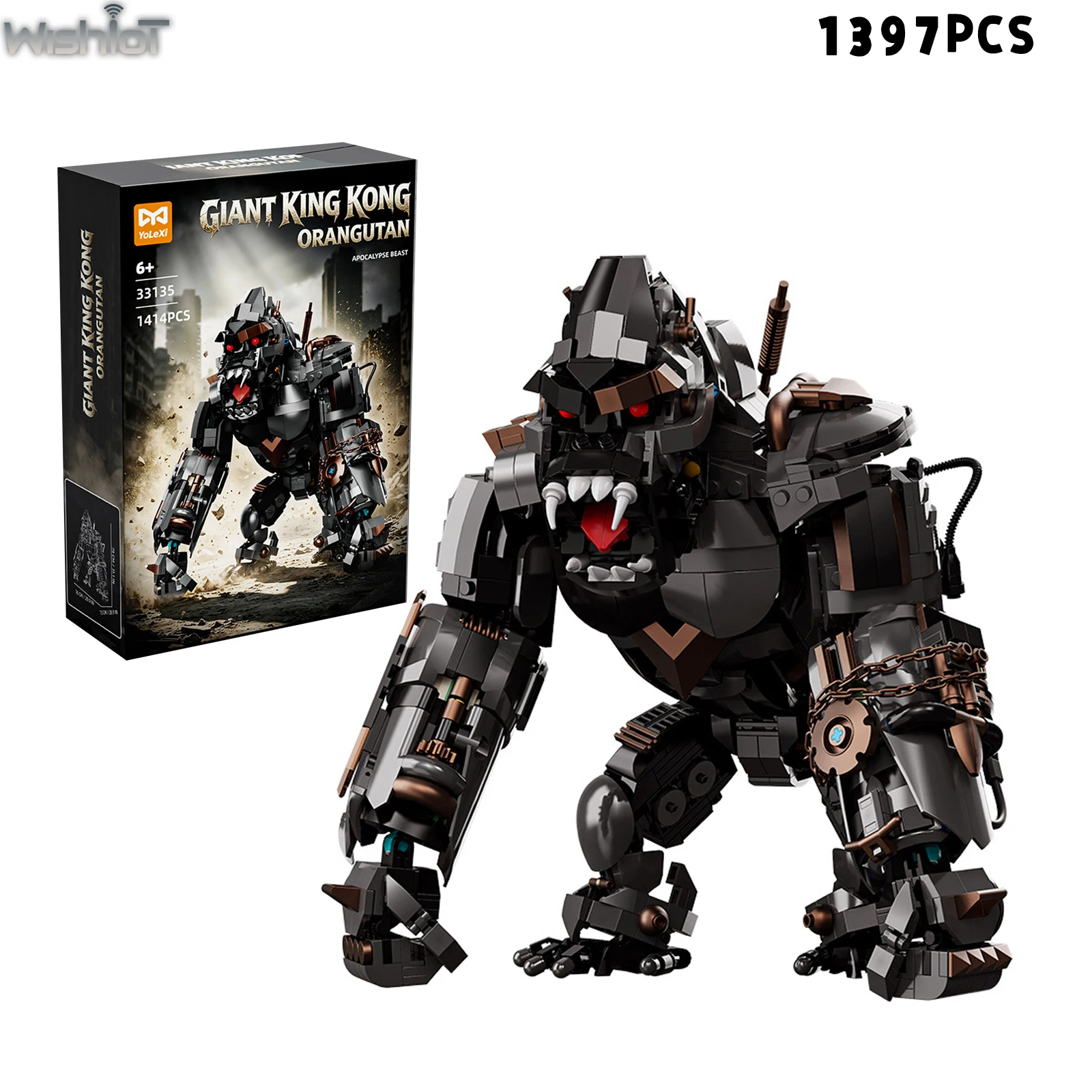 

1397PCS Mechanical Black Gorilla Mech Building Blocks Armored Beast Robot Animal Model Creative Ornaments Assembly Toys Gifts