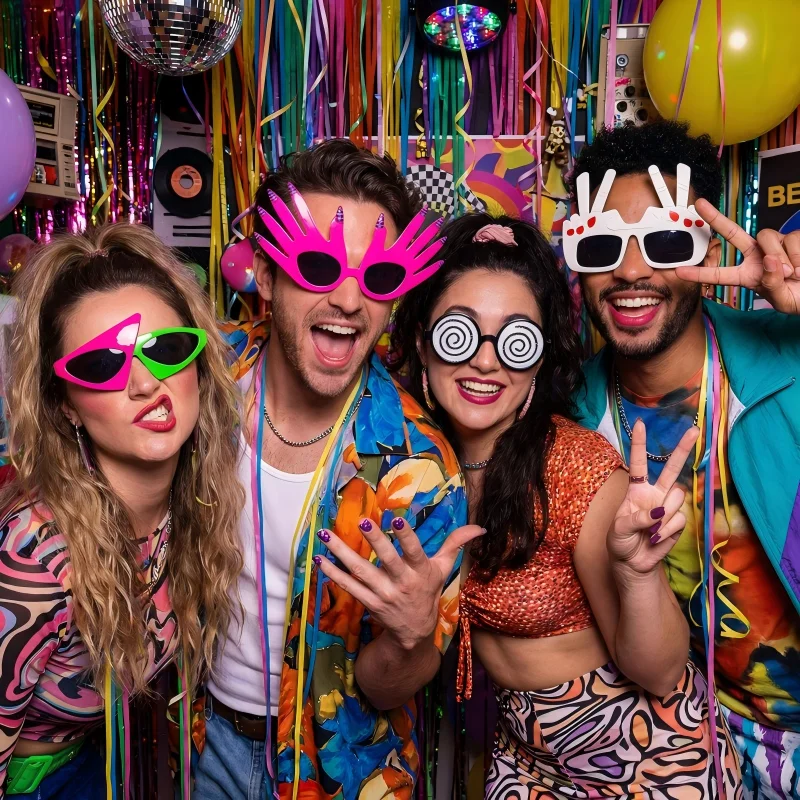 4pcs Funny Y2K Novelty Sunglasses Set, Funny Assorted Party Glasses for Costume Party Rave Disco Photo Props