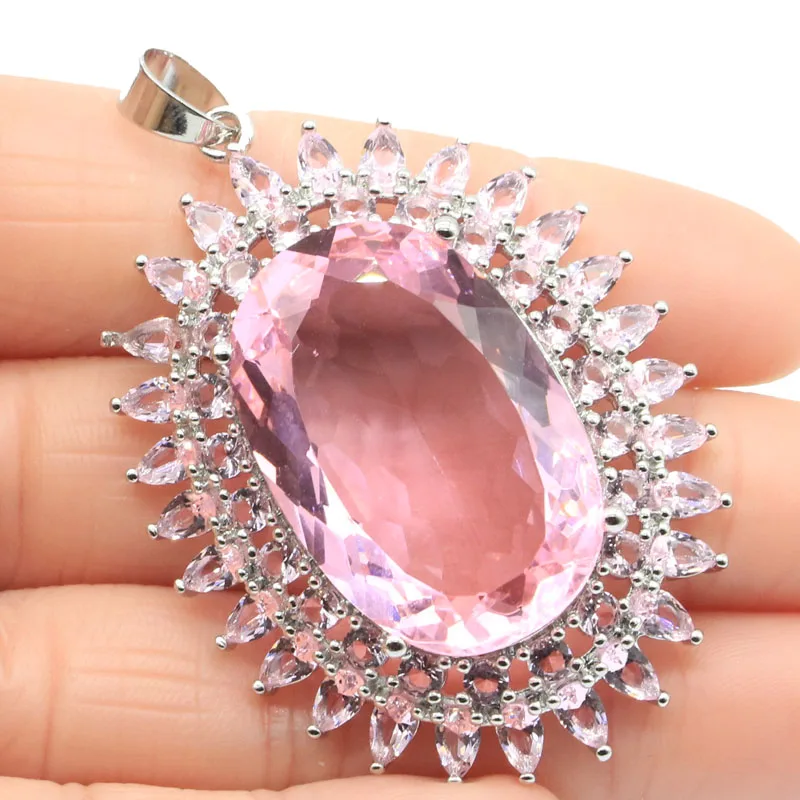 

Buy 8 Get 1 Free 57x37mm Awesome Big Gemstone Pink Kunzite Violet Tanzanite Women Dating Silver Pendant