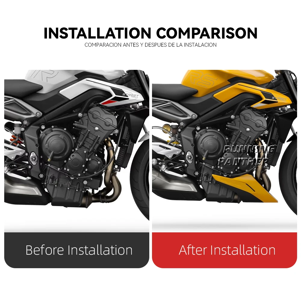 For Street Triple 765RS 765R 2023 2024 Motorcycle Engine Lower Spoiler Body Bellypan Fairing Protector Guard Chassis Shield