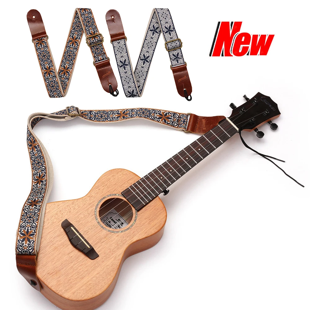 Ukulele Boho Shoulder Strap Adjustable Vintage Ukulele Shoulder Belt Instrument Strap for Classical Guitar Mandolin Banjo