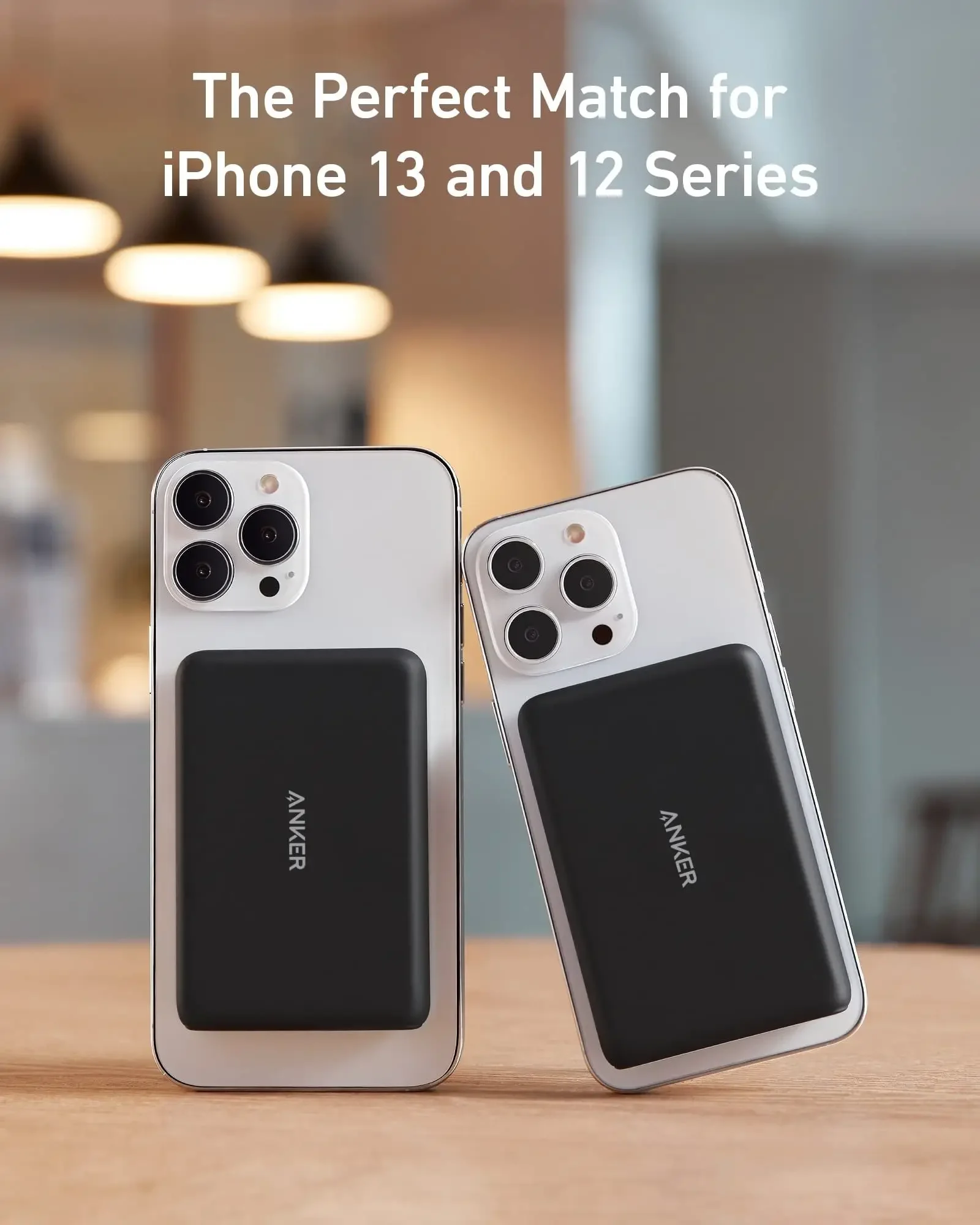 بطارية Anker-powerbank ممغنطة (powerbank 5k) ، شاحن لاسلكي محمول مع كابل usb ، لهاتف iphone