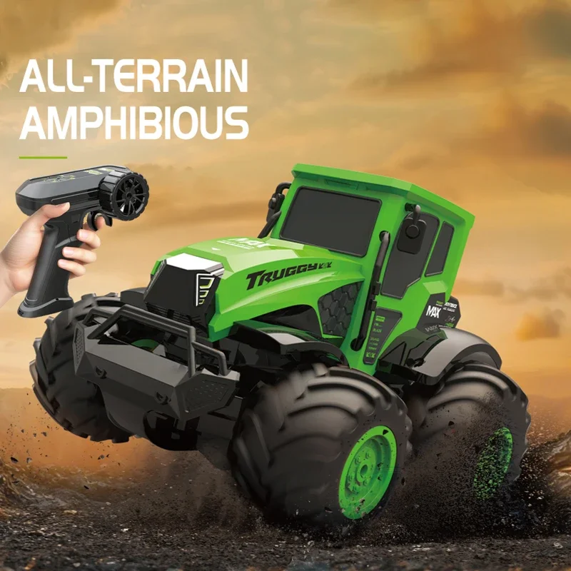Amphibious RC Car Full Proportional 4WD Off-road Climbing Farmer Truck 7.4V 1200mAh Rechargeable Battery Car Kids Toy Vehicle