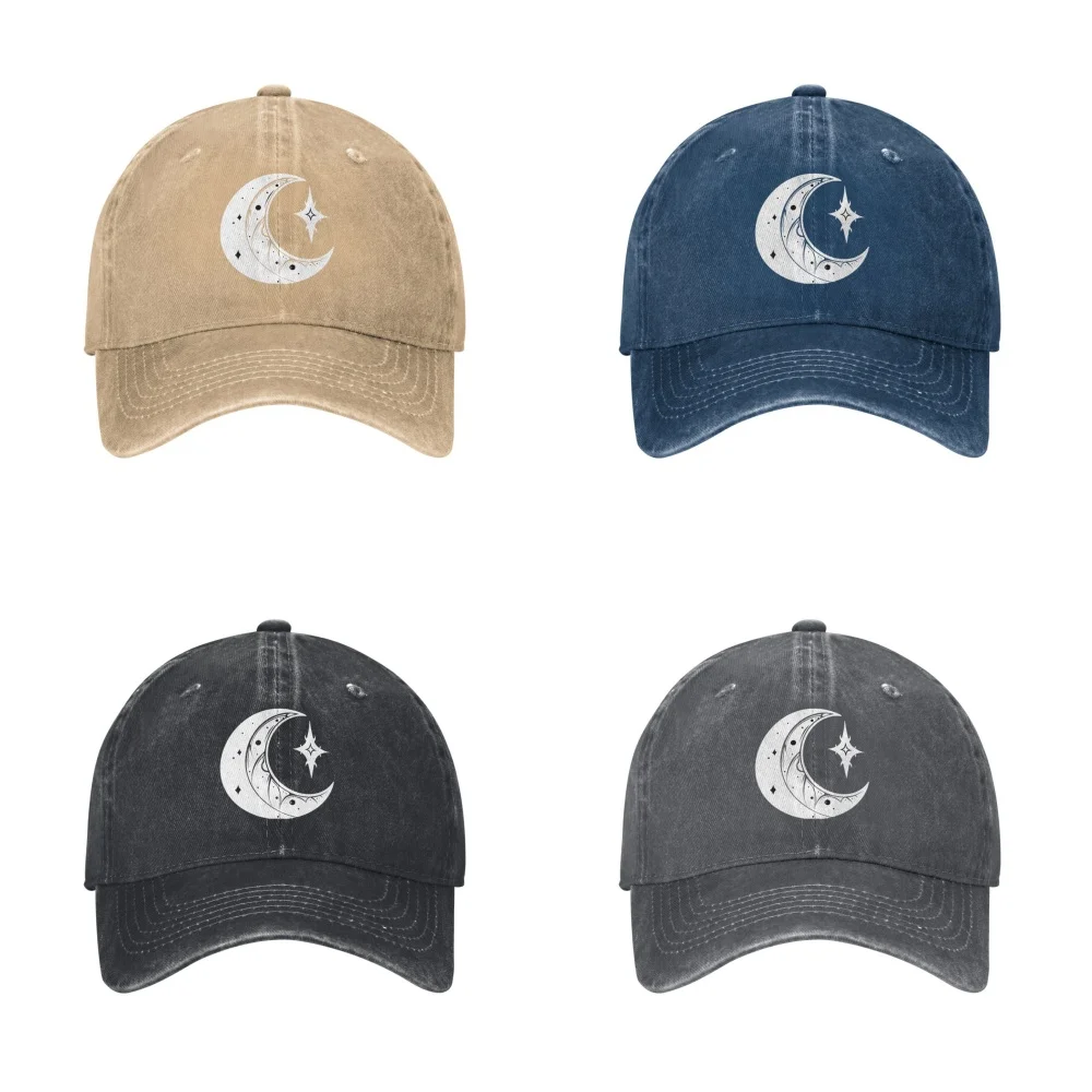 Goth Crescent Moon Funny Baseball Cap Men Dad Hat Unisex Hip Hop Cap Adult Denim Trucker Cap Summer Sport Sunscreen Hat