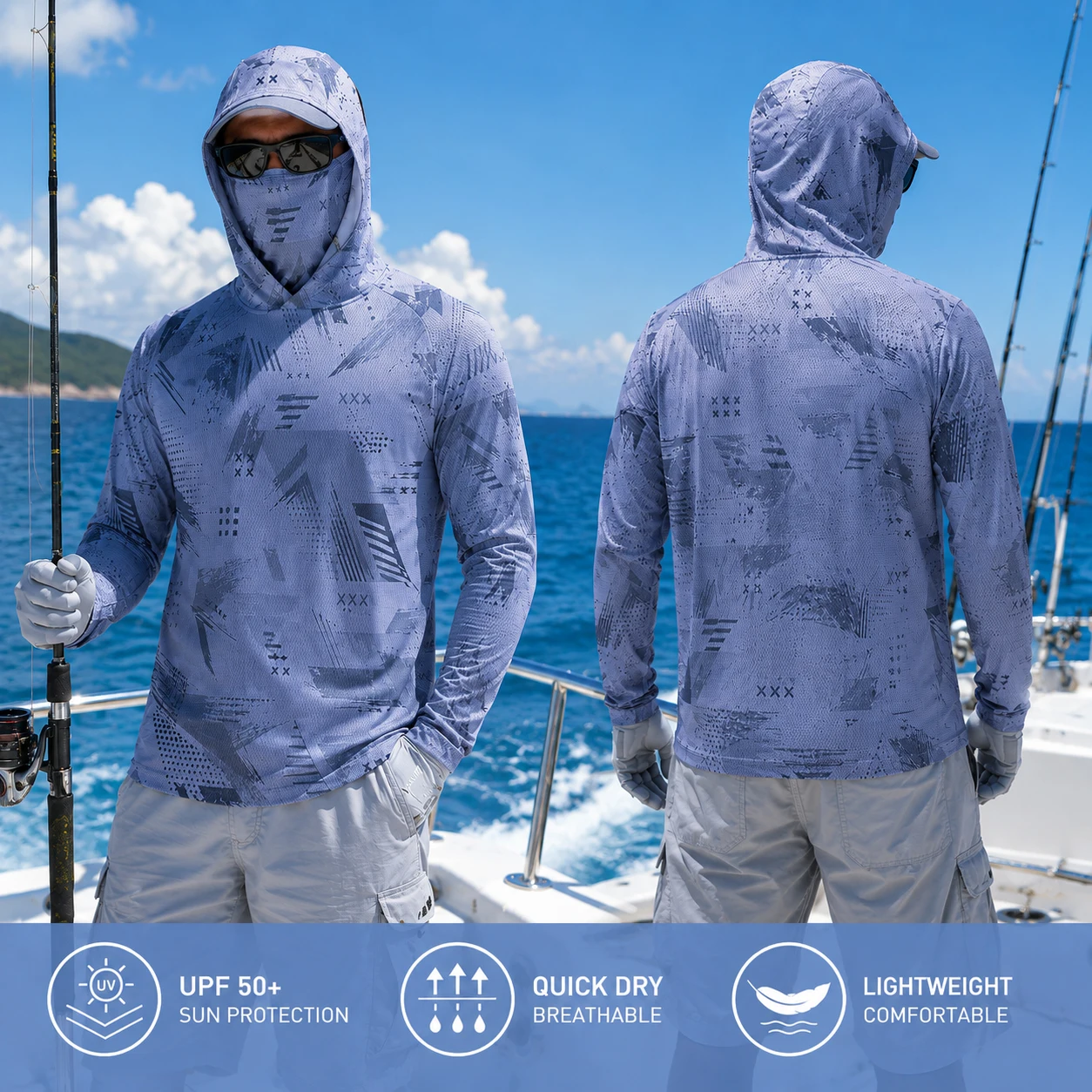 Fishing Shirt Uv Protection - Kaos Pancing Berkerudung Pria Pakaian Memancing