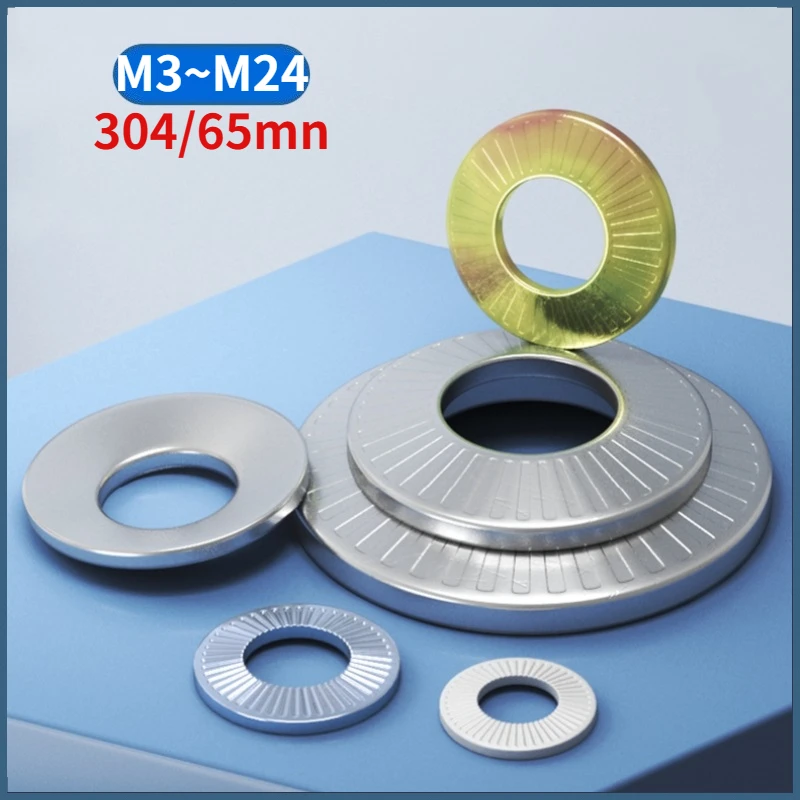 M3 - M24 Nfe25-511 304 Stainless Steel / 65 Manganese Steel Disc Spring Serrated Lock Washer Knurled Elastic Gasket