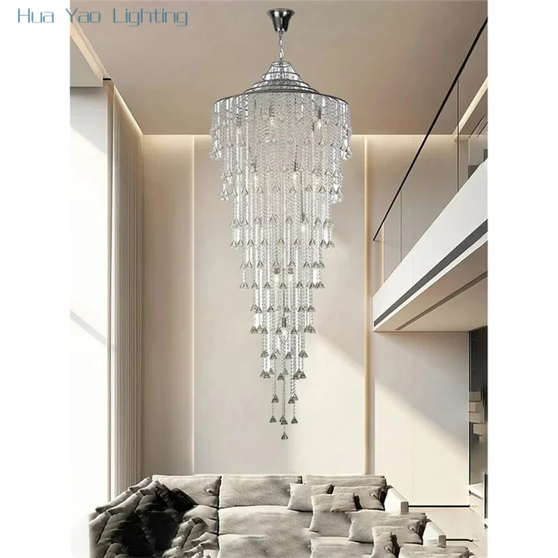 French chandelier luxury hotel engineering custom crystal chandelier staircase loft LED lighting