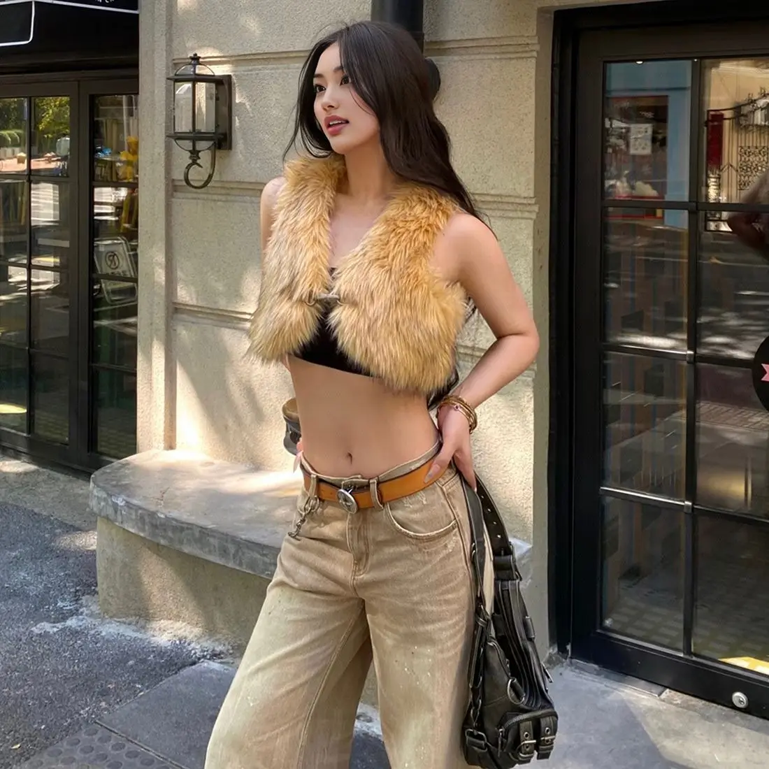 

Vests Waistcoats Thin Womens Vest Orange Summer Open-Knit Minimalism Youthful Lovely Cute Cropped Modern Sleeveless Officewear