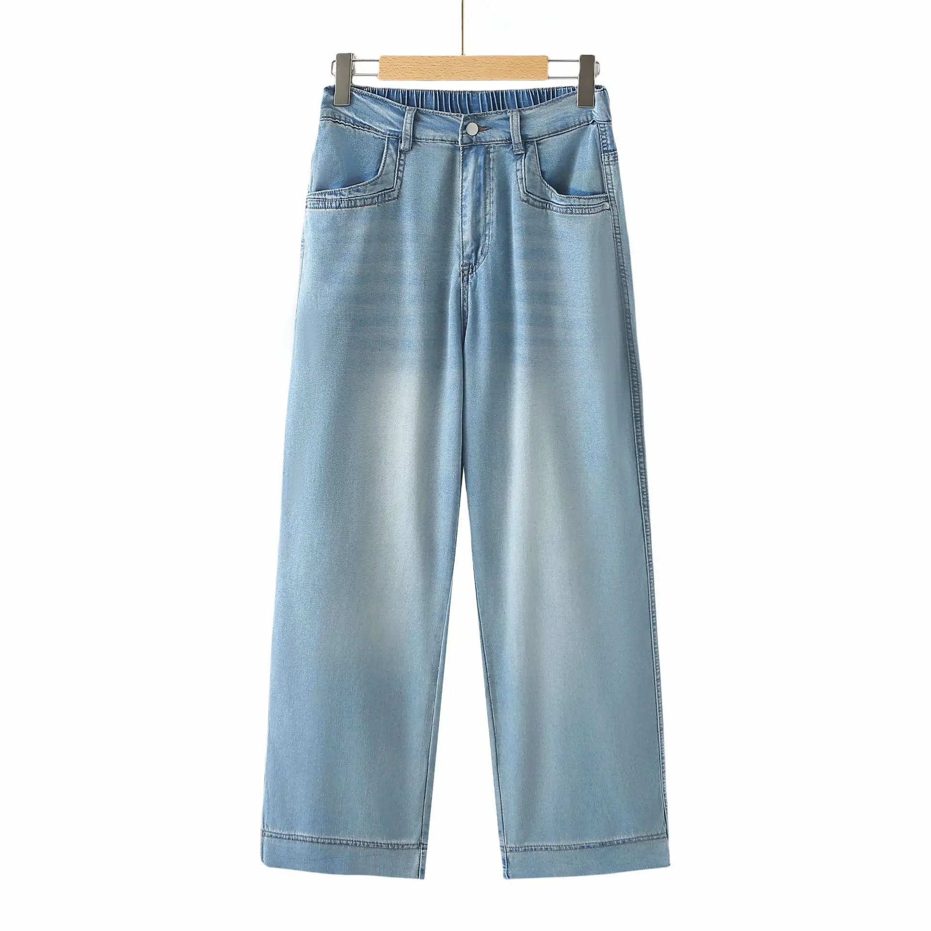 

Летние прямые джинсы 100 кг, новые повседневные тонкие джинсовые брюки из лиоцелла, большие размеры, женские брюки до щиколотки 8935