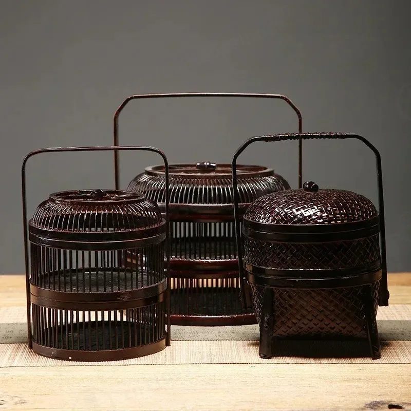 Handcrafted Bamboo Hand Basket Japanese Tea Set Storage Moon Cake & Fruit Tray for Tea Ceremony Stylish Organizer