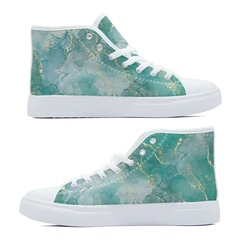 

Green marble pattern printed casual high-top canvas shoes fashion shoes high-quality women's shoes campus sneakers