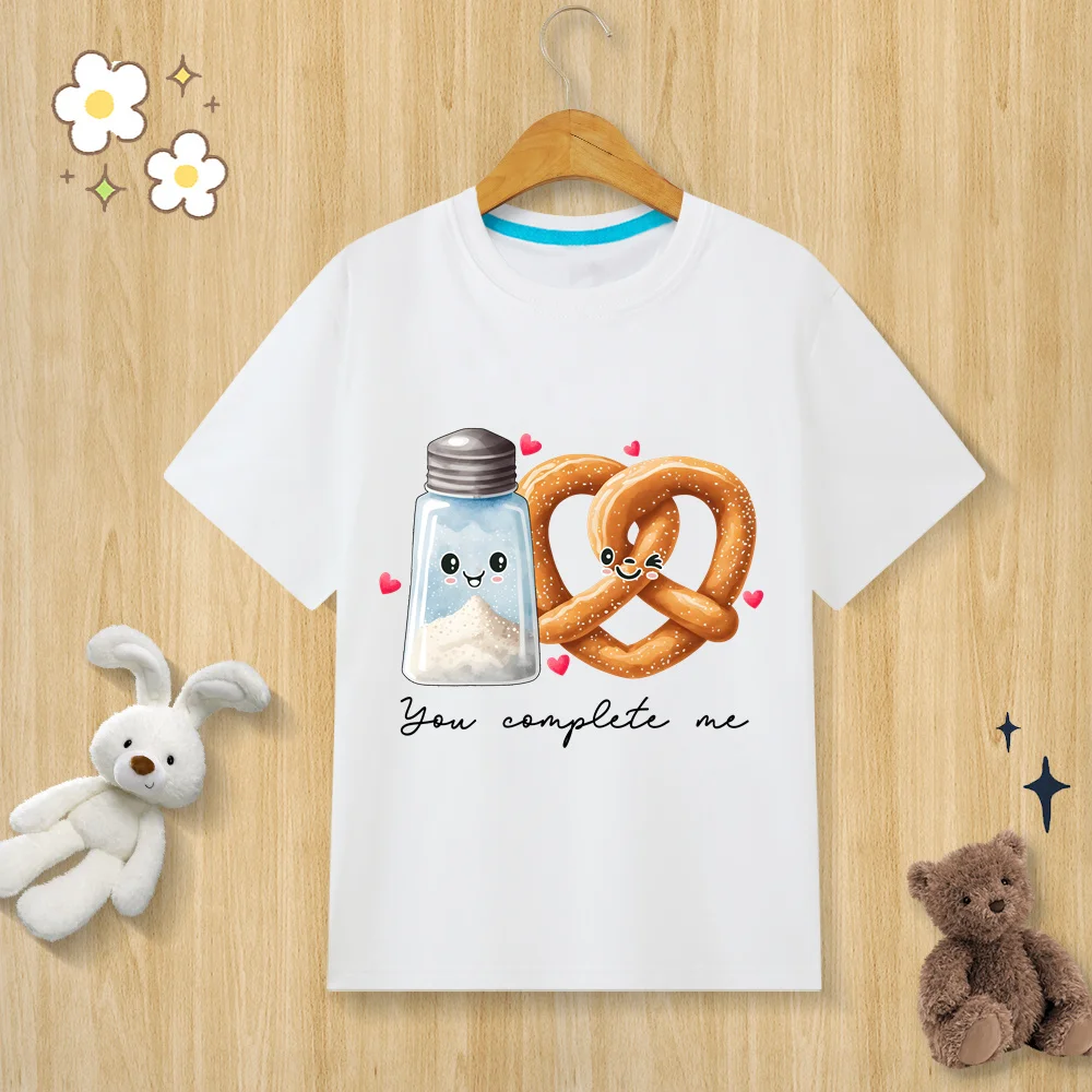 Children’s Pure Cotton T-shirt “You Complete Me” Print T-shirt  O-neck Short Sleeve Kids Clothes Boys Clothes Girls Clothes