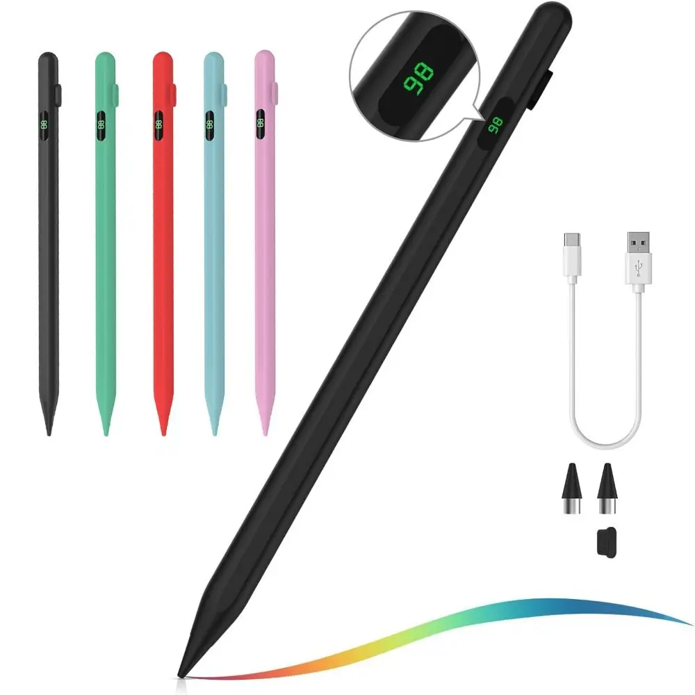 with Power Display Universal Stylus Pen Rechargeable Drawing Tablet Touch Screen Pen Colorful Sensitive for Android/iOS