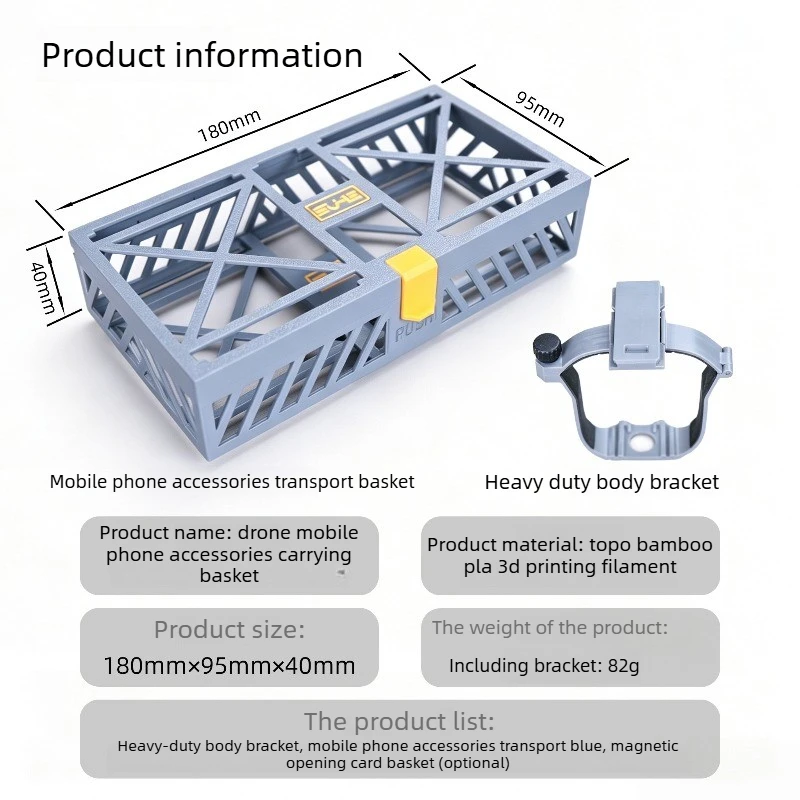 For DJI Air 3 / Air 3S Drone Transport Basket & Airdrop System — Mobile Accessory Mount — Lightweight & Low Wind Resistance