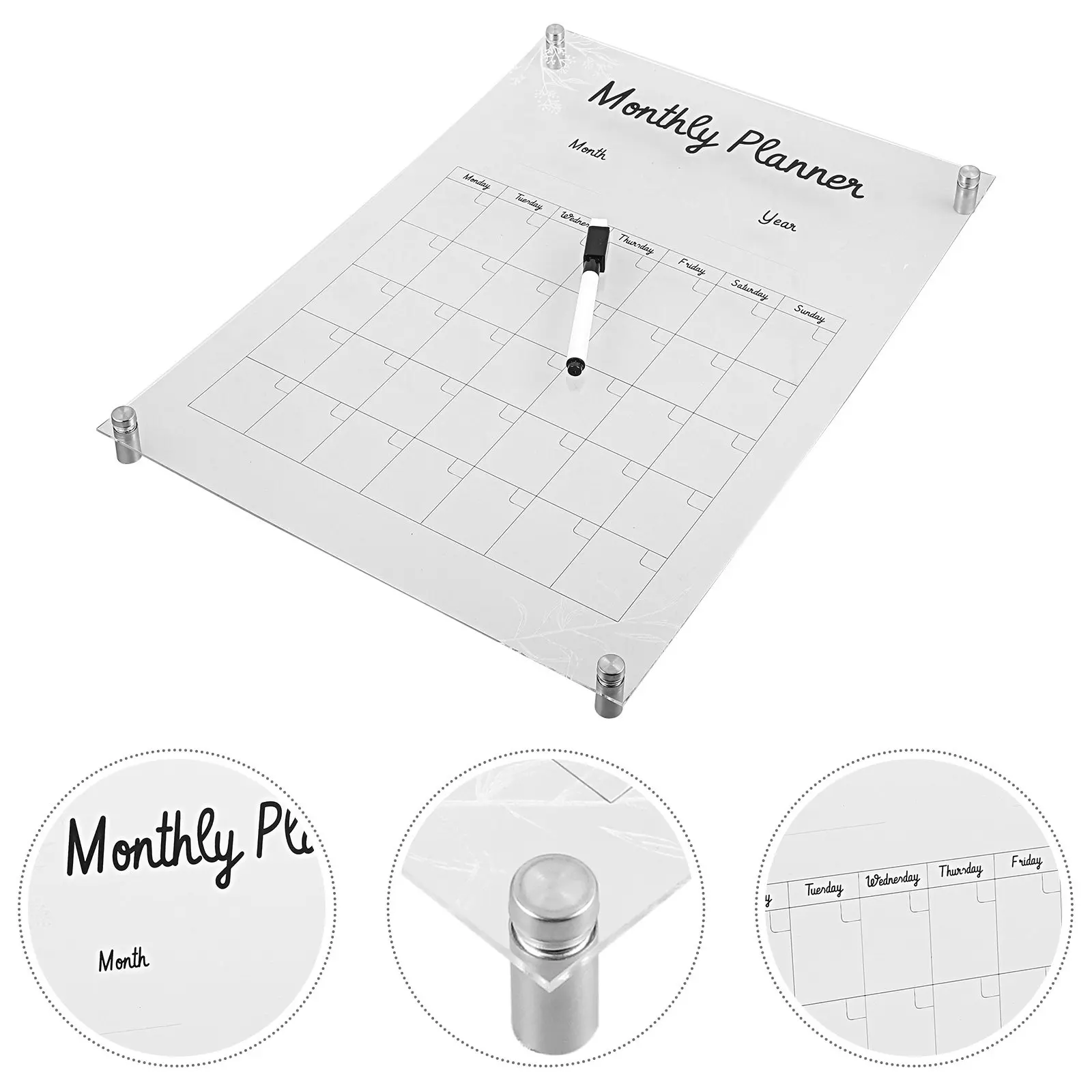 

1Set Premium Acrylic Memo Board Clear Weekly Reminder Planning Board for Office Students Home Living Room Study Kitchen School