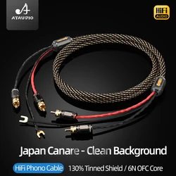 Canare 6N OFC HiFi Audio 2RCA Cable with Ground Wire for Black Tape Player LP Vinyl Record Player Amplifier Chassis Signal Cable
