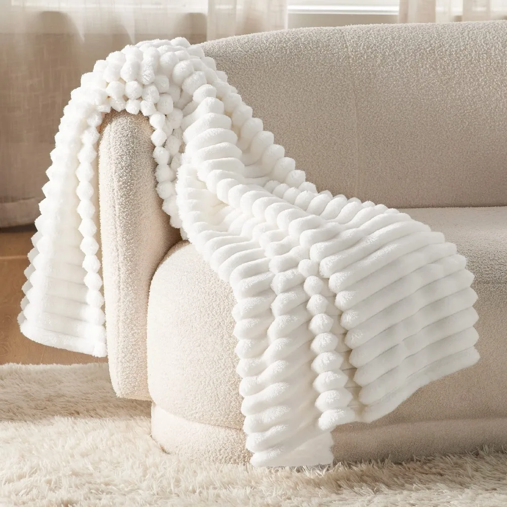 Bedsure Gentlesoft White Throw Blanket for Couch - Cozy Blanket for Women,