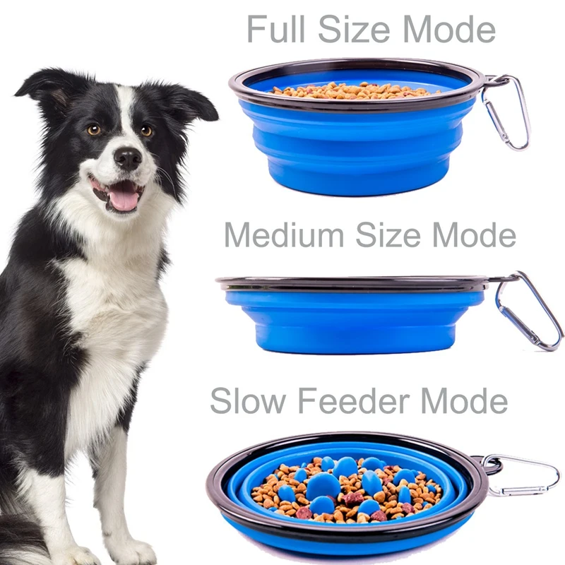 2 Pack Collapsible Dog Bowl, Slow Feed Dog Bowl, Foldable Pet Travel Bowl, Portable Slow Feeder Cat Bowl, For Outdoor Camping Pe