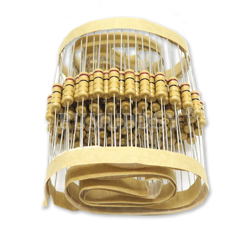 20 peças 1w resistores de filme de carbono 5% 1r-10m 1k 10k 4k7 100k 200k 560k 1m 3m3 ohm cor anel resistência 10r 47r 100r 220r