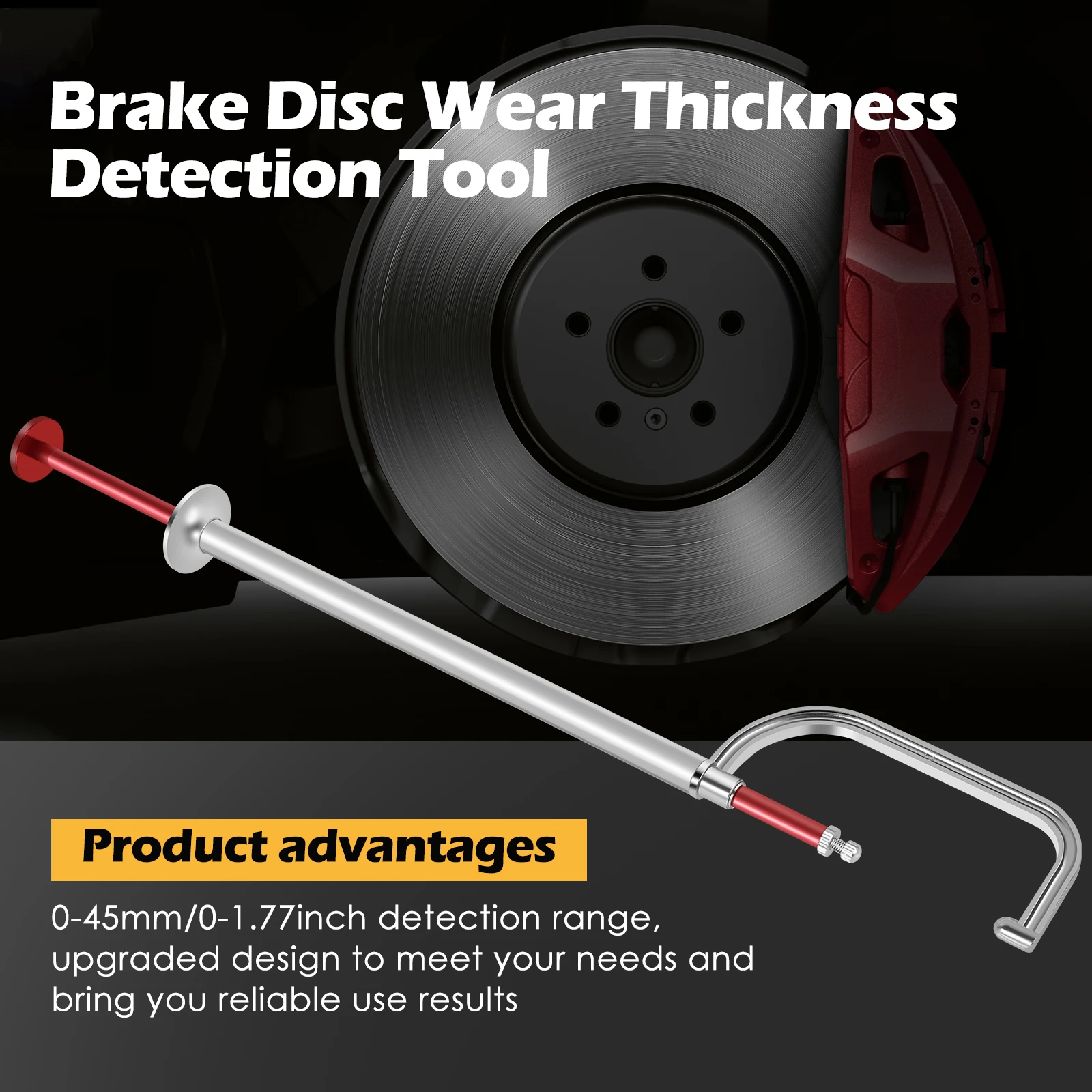 0-45mm Measuring Tool Wear Test Detection Thickness Measuring Ruler Brake Disc Measuring Calipers for Vehicles Motorcycles Cars