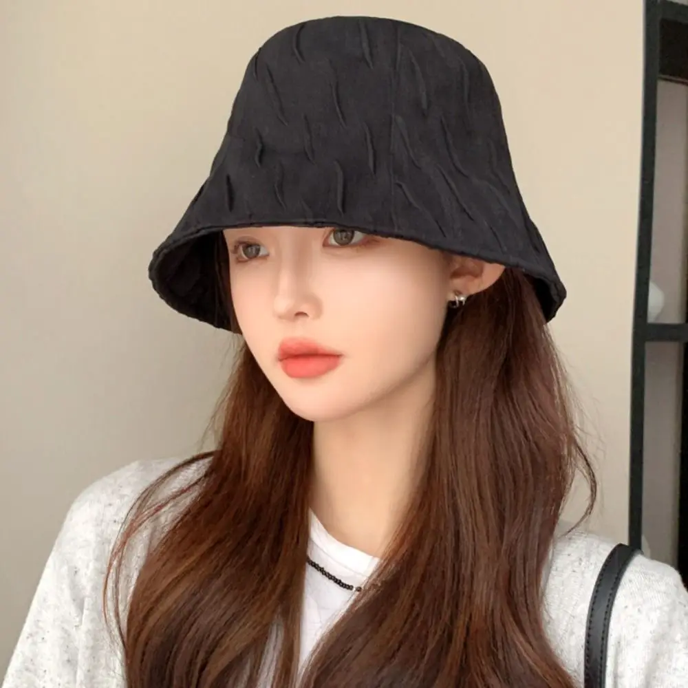 Summer Sunscreen Bucket Hat Casual Thin Style Dacron Beach Cap Sun Protection Basin Hat Women Girls