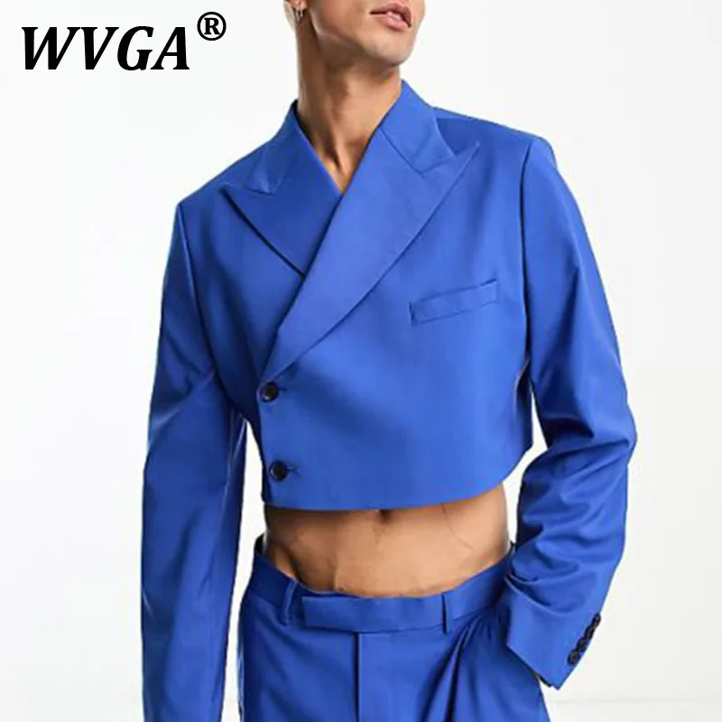 

WVGA Короткие пиджаки Осень Зима Новый мужской Tide High Street Отложным воротником Модный дизайн Блейзер с длинными рукавами Ins Y2K W11473