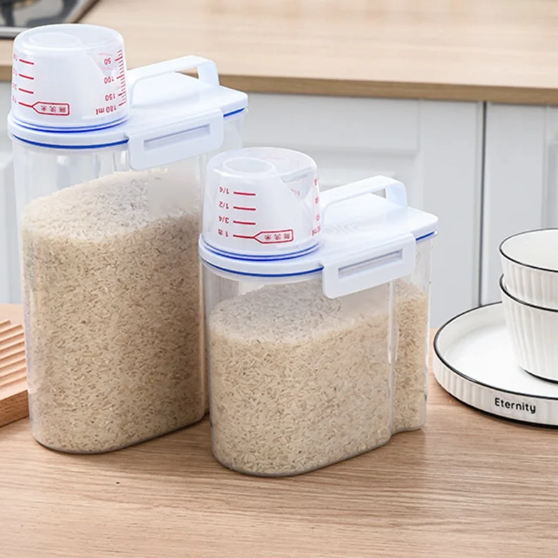 1.5/2.0L Cat Dog Food Storage Sealed Container Portable Box With Lid Suitable Moisture-proof Plastic Pet Food Kitchen Grain Boxe