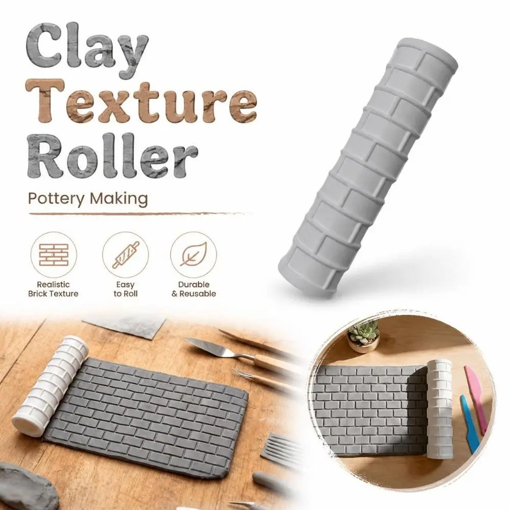 Plastic Clay Texture Roller Brick Texture Cylindrical Roller Polymer Clay Roller Polymer Clay DIY Raised Pattern