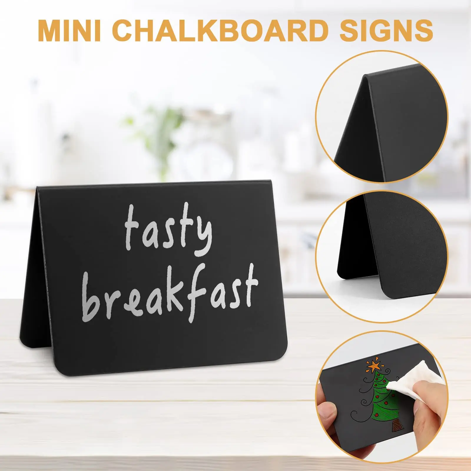 

10/50pcs Mini Chalkboards Rectangular Blackboard Double Sided Chalkboard Wedding Party Table Number Place Tag Message Board