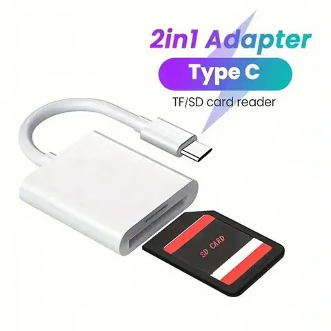 2 in 1 USB-C Card Reader, USB C To SD Card OTG SD/TF Memory Converter for Ipad Pro, for Macbook & Other Tablets