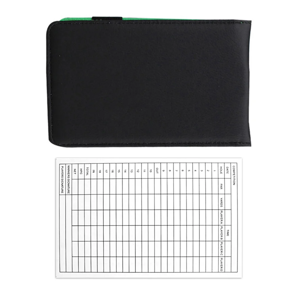 

2 Golf Scorebooks Black PU 1 Scorebook 1 Paper Card Pack Portable Golfs Scorecards Holder Outdoor Training Accessories